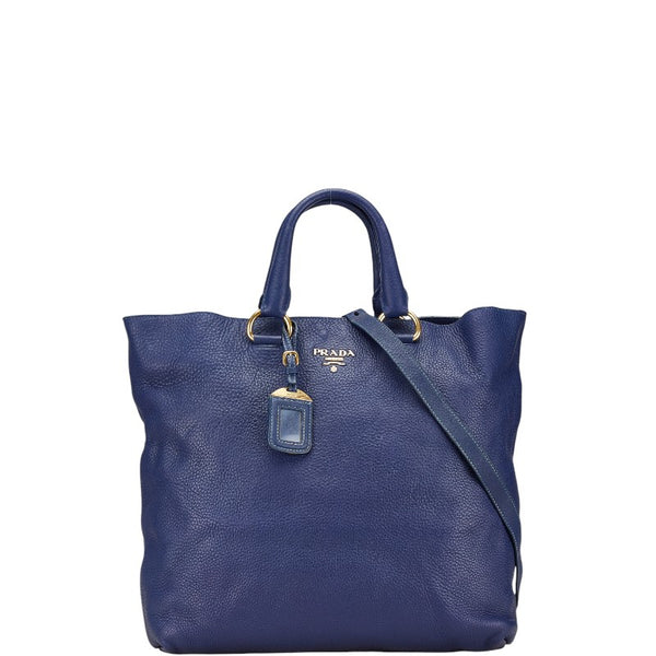 プラダ トートバッグ ショルダーバッグ 2WAY ブルー レザー レディース PRADA 【中古】