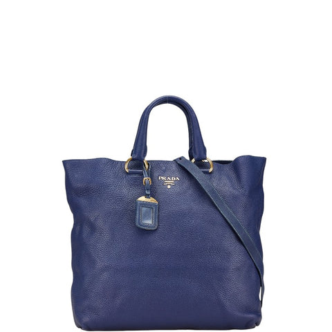 プラダ トートバッグ ショルダーバッグ 2WAY ブルー レザー レディース PRADA 【中古】