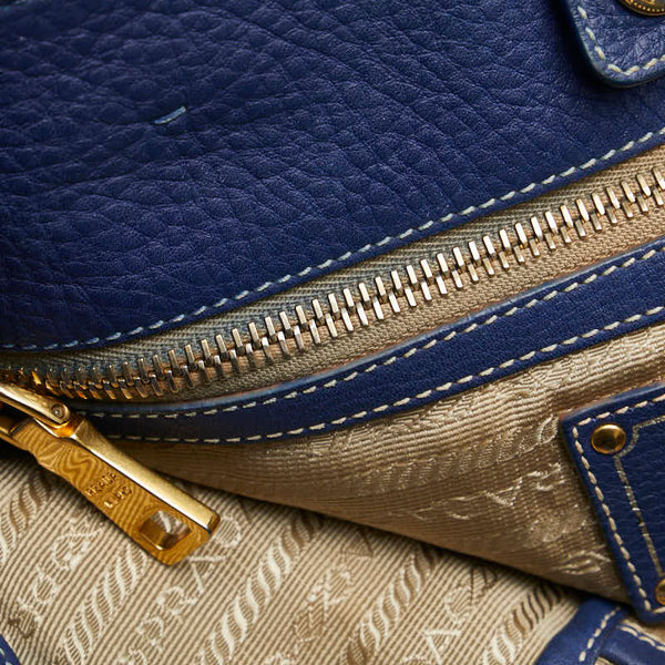 プラダ トートバッグ ショルダーバッグ 2WAY ブルー レザー レディース PRADA 【中古】