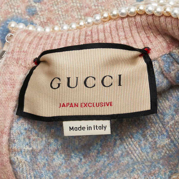 グッチ GG パール ニットワンピース 半袖 サイズ：XS ピンク ブルー ベージュ ウール ナイロン ヤク レディース GUCCI 【中古】