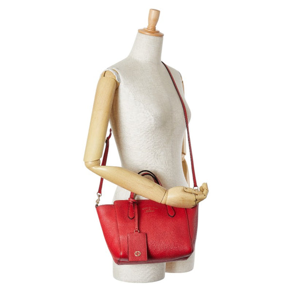 グッチ スウィング ミニ ハンドバッグ ショルダーバッグ 2WAY 368827 レッド レザー レディース GUCCI 【中古】