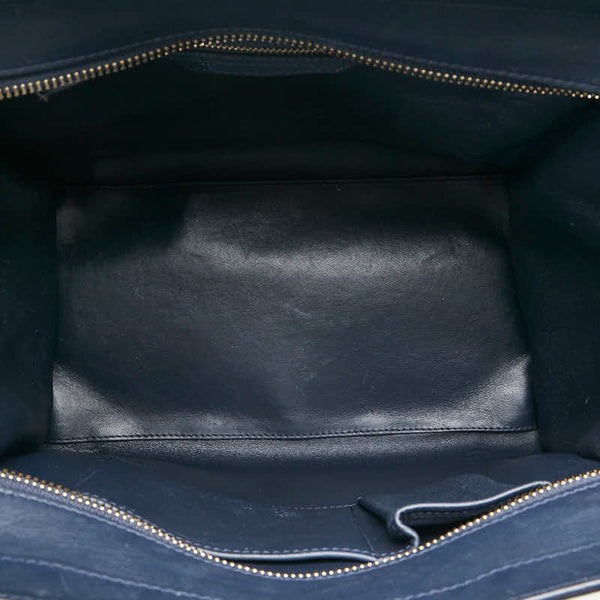 セリーヌ ラゲージ ミニショッパー ハンドバッグ トートバッグ ネイビー グレー グリーン スウェード レザー レディース CELINE 【中古】