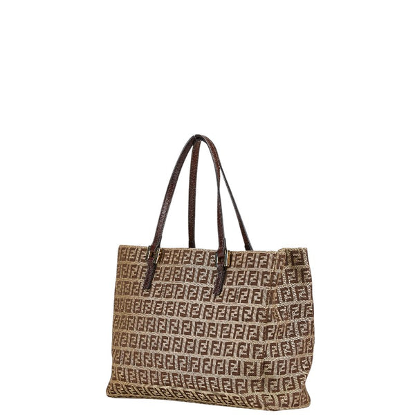 フェンディ ズッキーノ ハンドバッグ 8BH132 ブラウン キャンバス レザー レディース FENDI 【中古】