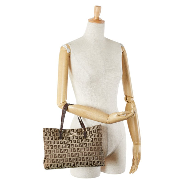 フェンディ ズッキーノ ハンドバッグ 8BH132 ブラウン キャンバス レザー レディース FENDI 【中古】