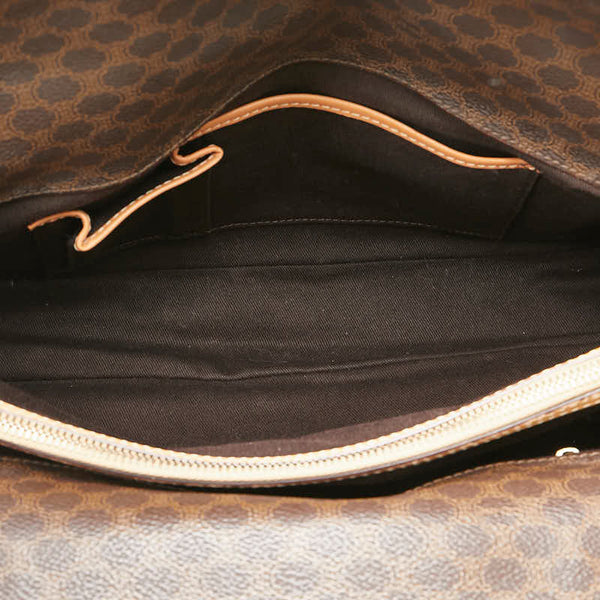 セリーヌ マカダム ハンドバッグ ブラウン PVC レザー レディース CELINE 【中古】