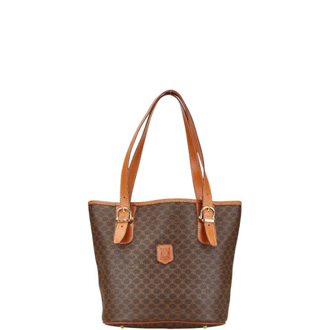 セリーヌ マカダム トートバッグ ハンドバッグ ブラウン PVC レザー レディース CELINE 【中古】