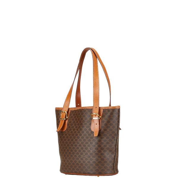 セリーヌ マカダム トートバッグ ハンドバッグ ブラウン PVC レザー レディース CELINE 【中古】