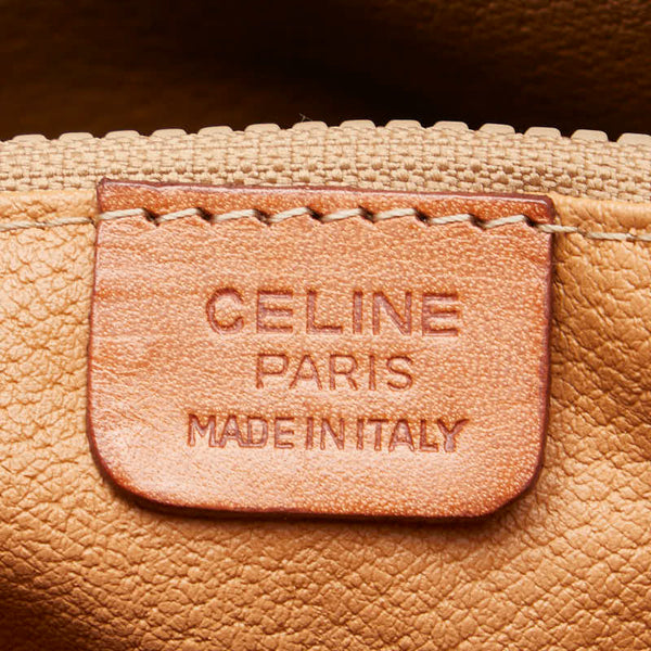 セリーヌ マカダム トートバッグ ハンドバッグ ブラウン PVC レザー レディース CELINE 【中古】