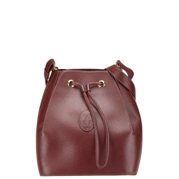 カルティエ マストライン ショルダーバッグ ワインレッド ボルドー レザー レディース CARTIER 【中古】