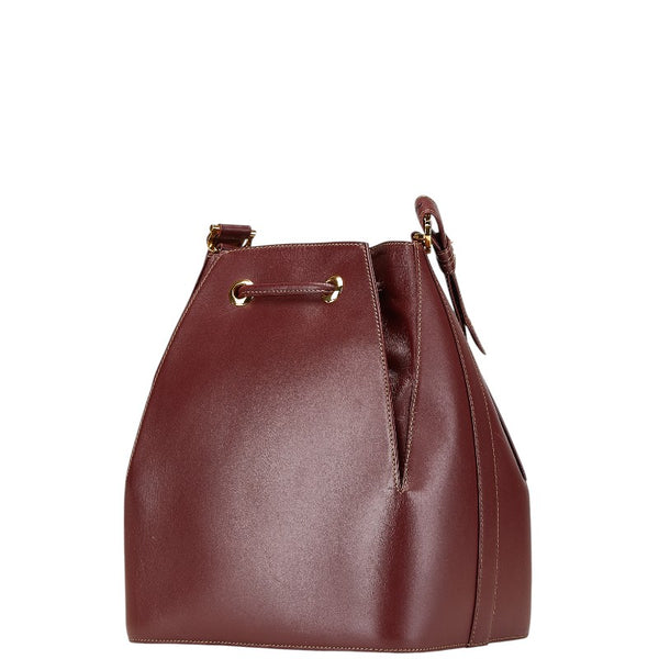 カルティエ マストライン ショルダーバッグ ワインレッド ボルドー レザー レディース CARTIER 【中古】