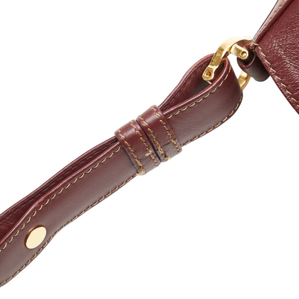 カルティエ マストライン ショルダーバッグ ワインレッド ボルドー レザー レディース CARTIER 【中古】