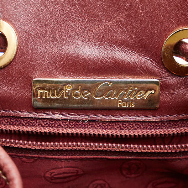 カルティエ マストライン ショルダーバッグ ワインレッド ボルドー レザー レディース CARTIER 【中古】