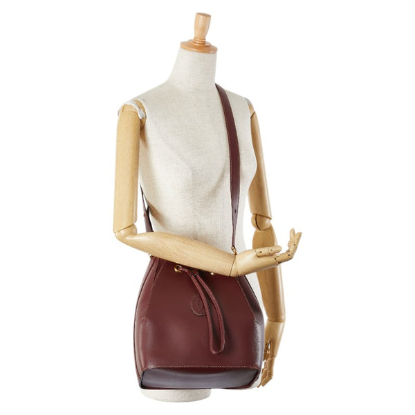 カルティエ マストライン ショルダーバッグ ワインレッド ボルドー レザー レディース CARTIER 【中古】