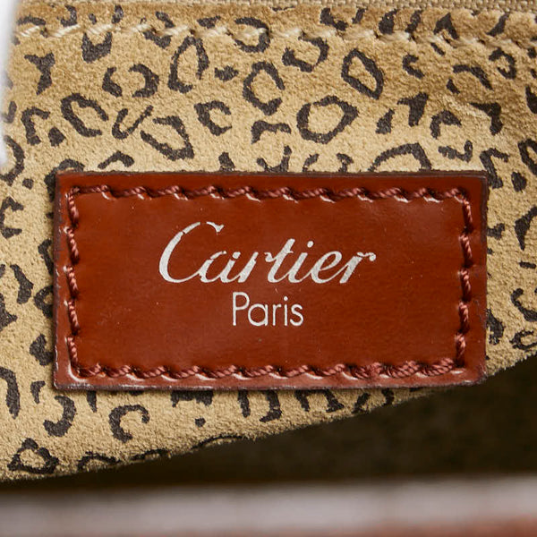 カルティエ パンテール ハンドバッグ トートバッグ ブラウン レザー レディース CARTIER 【中古】