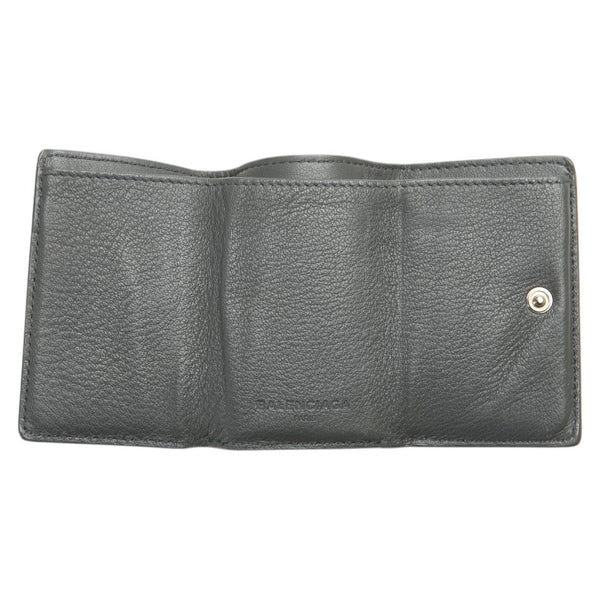 バレンシアガ ペーパー ミニ コンパクトウォレット 二つ折り財布 391446 ブラック レザー レディース BALENCIAGA 【中古】