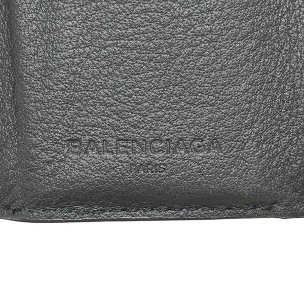 バレンシアガ ペーパー ミニ コンパクトウォレット 二つ折り財布 391446 ブラック レザー レディース BALENCIAGA 【中古】