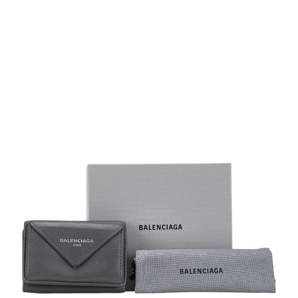 バレンシアガ ペーパー ミニ コンパクトウォレット 二つ折り財布 391446 ブラック レザー レディース BALENCIAGA 【中古】