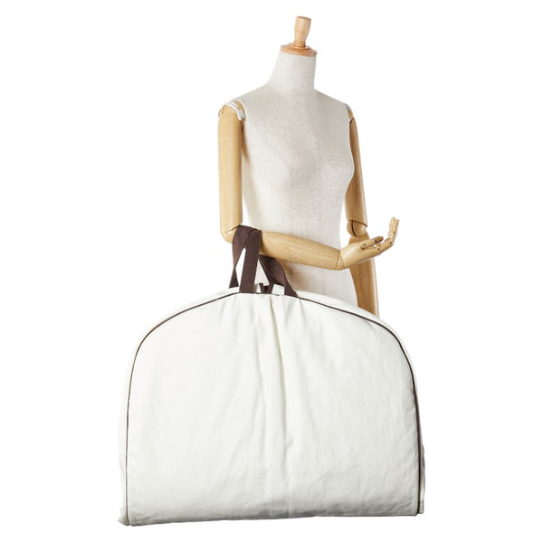 エルメス ロゴ ガーメントケース スーツカバー アイボリー ブラウン キャンバス レディース HERMES 【中古】
