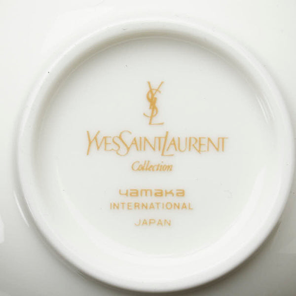 サンローラン ティーカップ ソーサー 2個セット ホワイト ゴールド 陶器 レディース SAINT LAURENT 【中古】