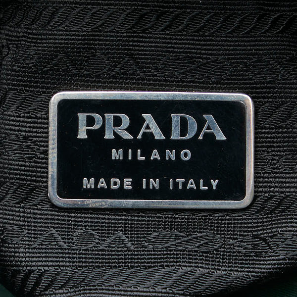 プラダ 三角ロゴプレート ハンドバッグ トートバッグ グリーン ナイロン レディース PRADA 【中古】