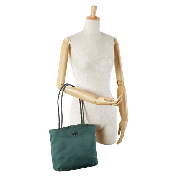 プラダ 三角ロゴプレート ハンドバッグ トートバッグ グリーン ナイロン レディース PRADA 【中古】