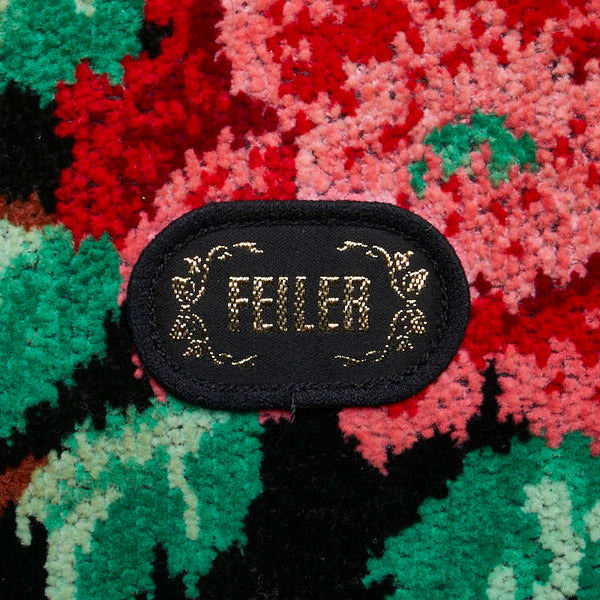 フェイラー 花柄 ハンドバッグ ブラック マルチカラー パイル レディース FEILER 【中古】