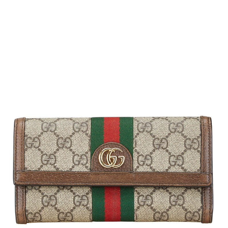 グッチ GGスプリーム オフィディア コンチネンタルウォレット 長財布 523153 ベージュ ブラウン PVC レザー レディース GUCCI 【中古】