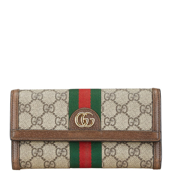 グッチ GGスプリーム オフィディア コンチネンタルウォレット 長財布 523153 ベージュ ブラウン PVC レザー レディース GUCCI 【中古】