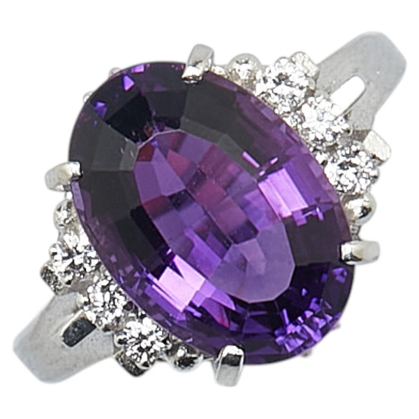 Pt900 プラチナ アメジスト4.75ct ダイヤ リング 指輪 レディース 14.5号 【中古】