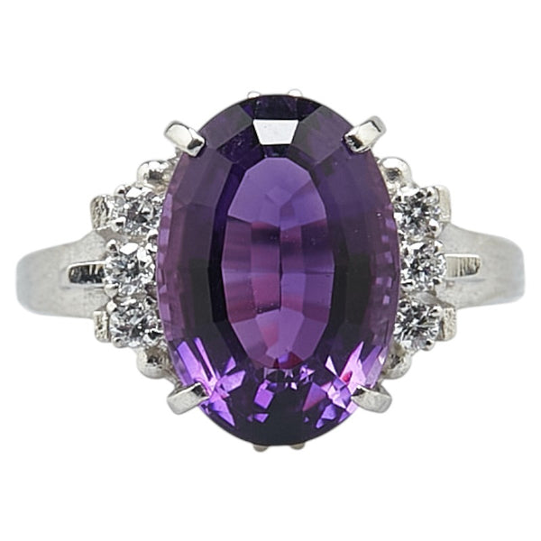 Pt900 プラチナ アメジスト4.75ct ダイヤ リング 指輪 レディース 14.5号 【中古】