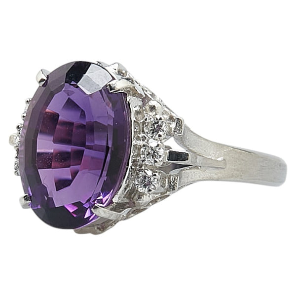 Pt900 プラチナ アメジスト4.75ct ダイヤ リング 指輪 レディース 14.5号 【中古】