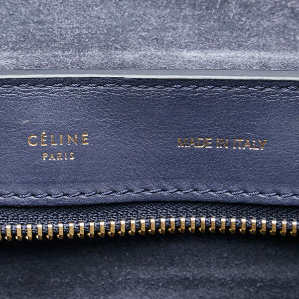 セリーヌ トラペーズ トリコロール ハンドバッグ ショルダーバッグ 2WAY ブラウン ブラック ネイビー レザー スエード レディース CELINE 【中古】