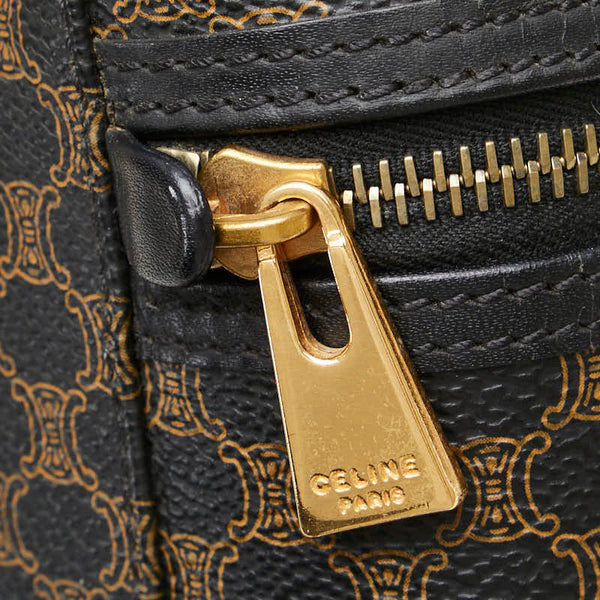 セリーヌ マカダム バニティバッグ ハンドバッグ ブラック ブラウン PVC レザー レディース CELINE 【中古】