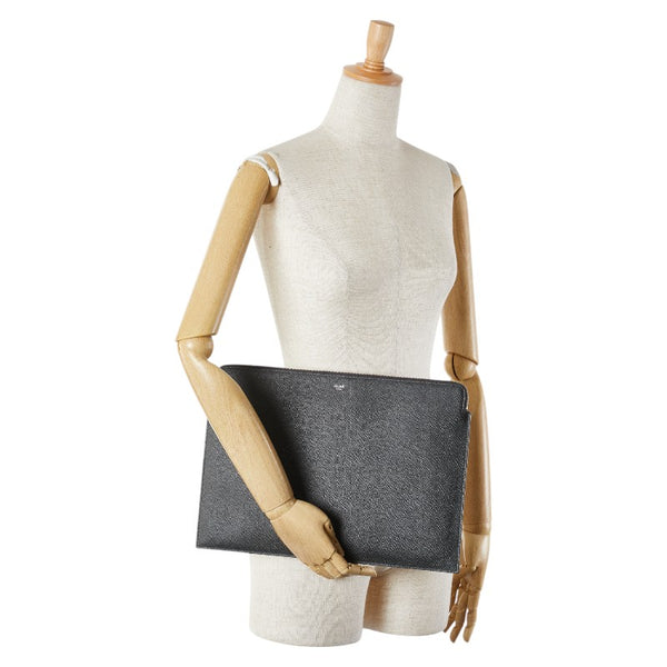 セリーヌ クラッチバッグ ドキュメント ホルダー ブラック レザー レディース CELINE 【中古】