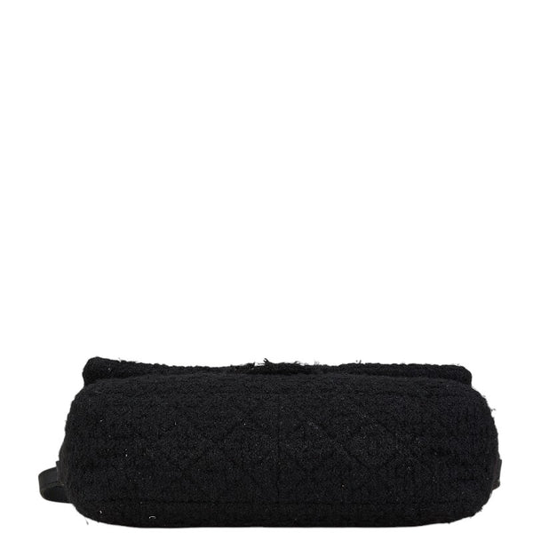 シャネル キルティング 斜め掛け ショルダーバッグ ブラック ツイード レザー レディース CHANEL 【中古】