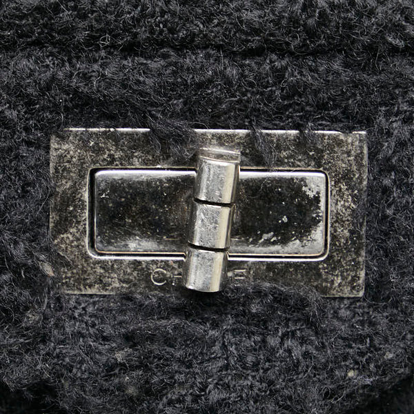 シャネル キルティング 斜め掛け ショルダーバッグ ブラック ツイード レザー レディース CHANEL 【中古】