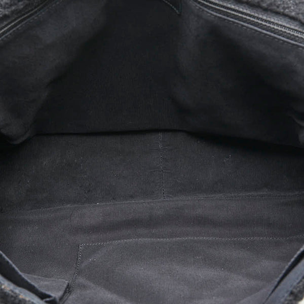 シャネル キルティング 斜め掛け ショルダーバッグ ブラック ツイード レザー レディース CHANEL 【中古】