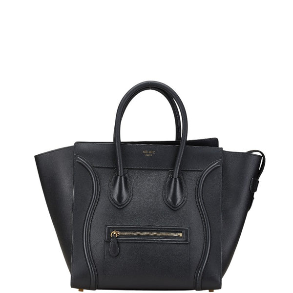 セリーヌ ラゲージ ミニショッパー ハンドバッグ トートバッグ ブラック レザー レディース CELINE 【中古】
