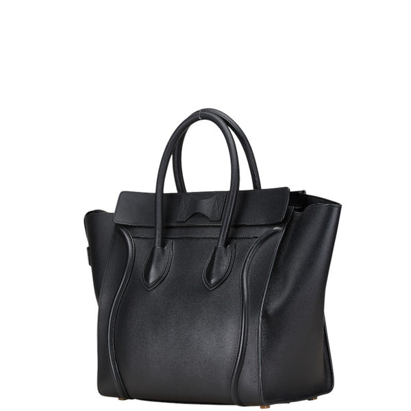 セリーヌ ラゲージ ミニショッパー ハンドバッグ トートバッグ ブラック レザー レディース CELINE 【中古】