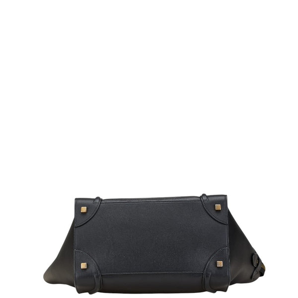 セリーヌ ラゲージ ミニショッパー ハンドバッグ トートバッグ ブラック レザー レディース CELINE 【中古】