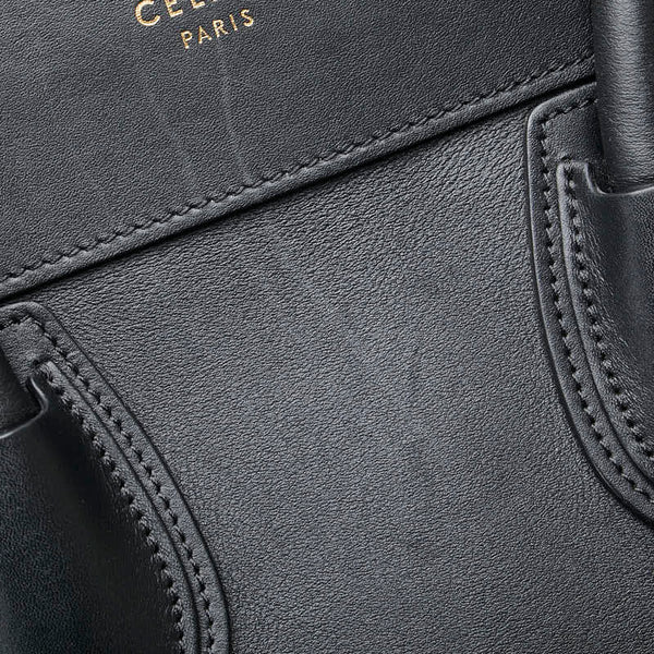 セリーヌ ラゲージ ミニショッパー ハンドバッグ トートバッグ ブラック レザー レディース CELINE 【中古】