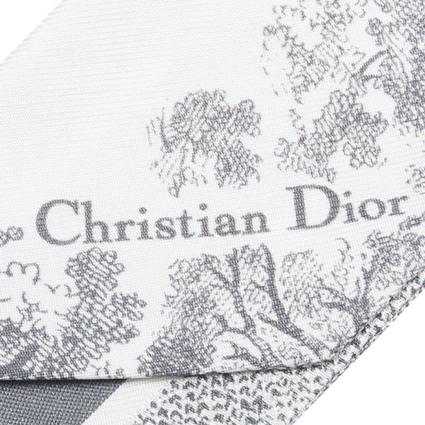 ディオール 動物 植物 モチーフ スカーフ ホワイト ブラック シルク レディース Dior 【中古】