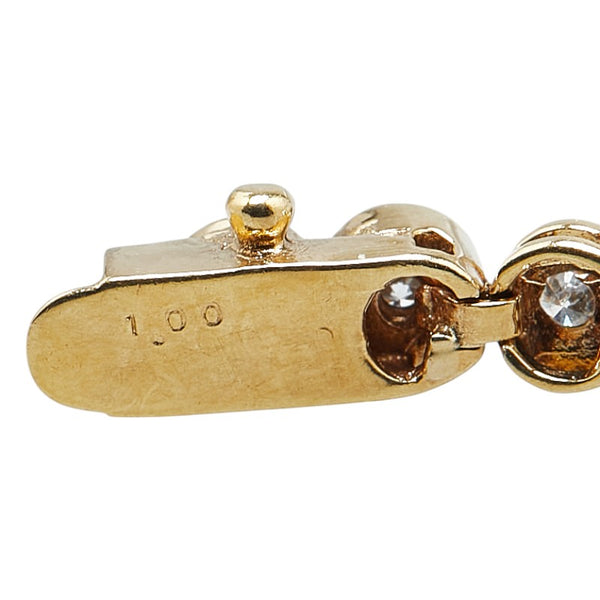 K18YG イエローゴールド ダイヤ1.00ct テニス チェーン ブレスレット レディース 【中古】