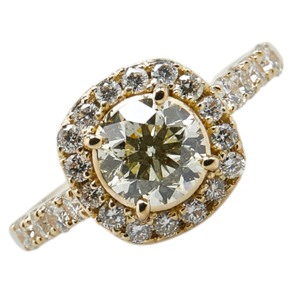 K18YG イエローゴールド ダイヤ1.06ct ダイヤ0.58ct リング 指輪 レディース 12号 【中古】