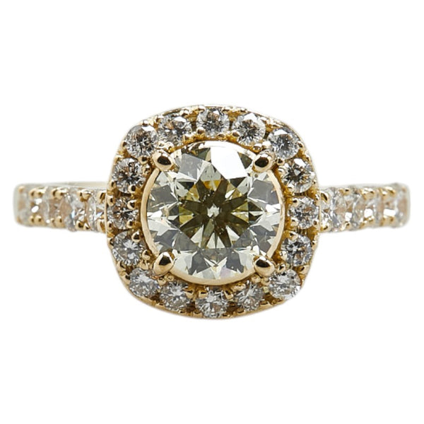 K18YG イエローゴールド ダイヤ1.06ct ダイヤ0.58ct リング 指輪 レディース 12号 【中古】