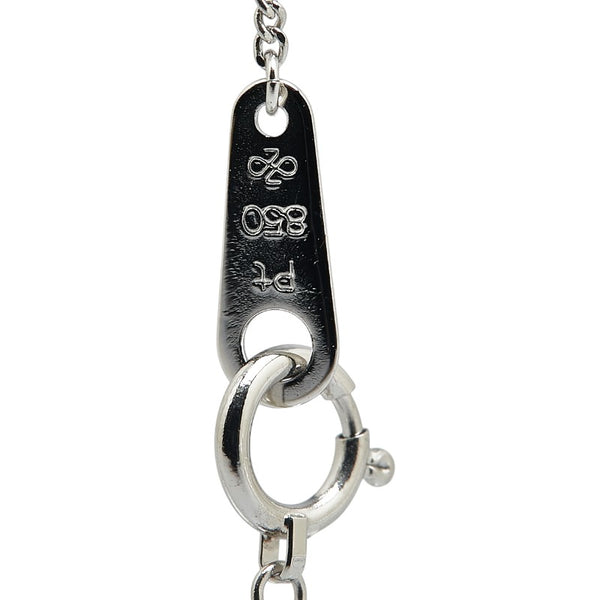 Pt850 プラチナ サファイア0.55ct ダイヤ0.27ct ネックレス レディース 【中古】