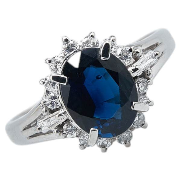 Pt900 プラチナ サファイア1.89ct ダイヤ0.31ct リング 指輪 レディース 13号 【中古】