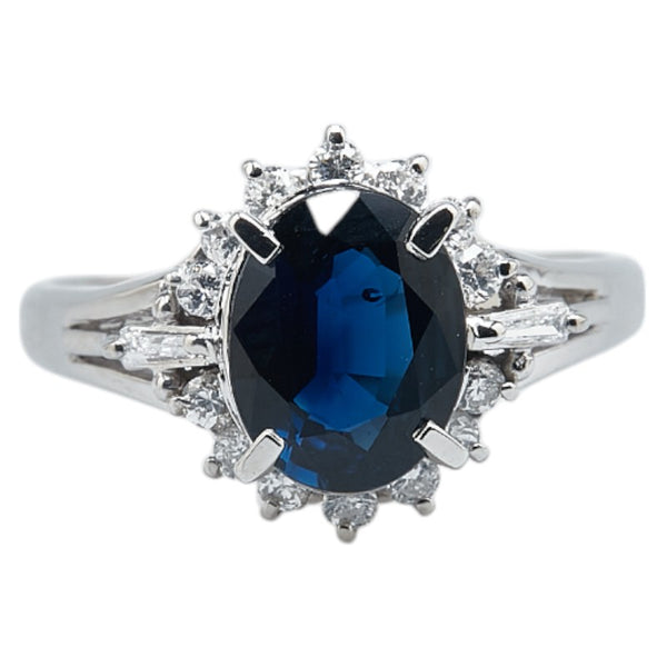 Pt900 プラチナ サファイア1.89ct ダイヤ0.31ct リング 指輪 レディース 13号 【中古】