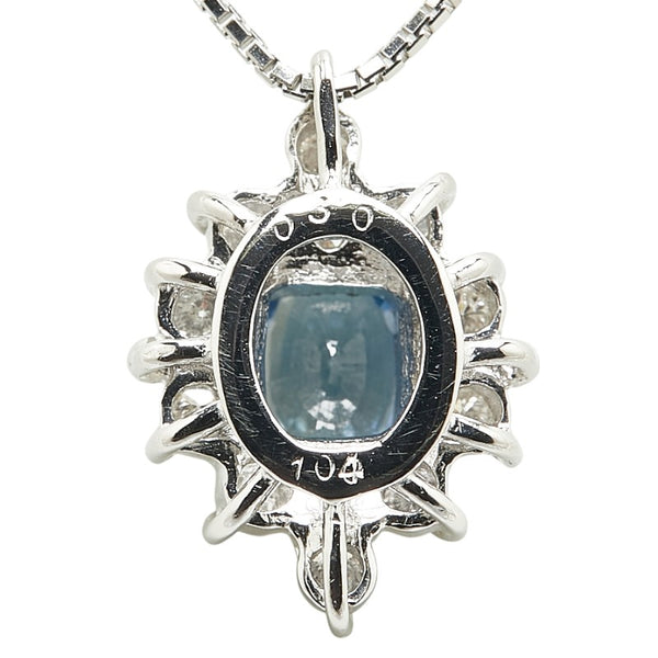 ノーブランド Pt900 プラチナ Pt850 プラチナ サファイア1.04ct ダイヤ0.30ct ペンダントネックレス レディース no brand 【中古】