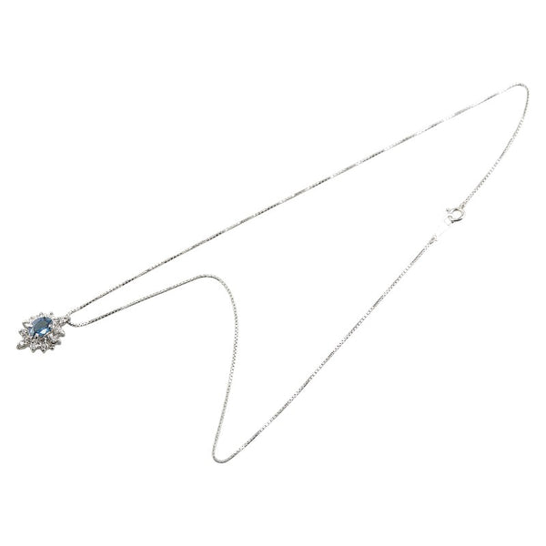 ノーブランド Pt900 プラチナ Pt850 プラチナ サファイア1.04ct ダイヤ0.30ct ペンダントネックレス レディース no brand 【中古】